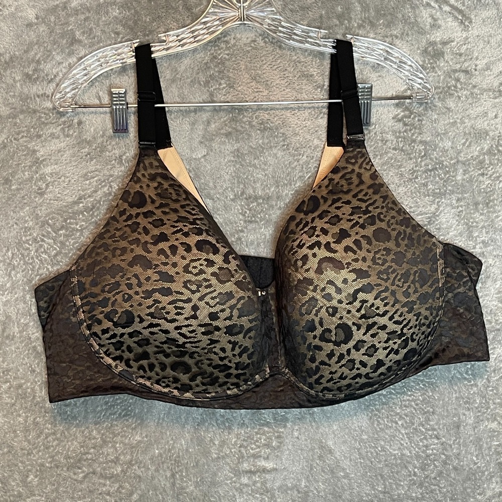 Cacique Women Animal Leopard Print Lightly Lined Full Coverage No Wire Bra 46DD